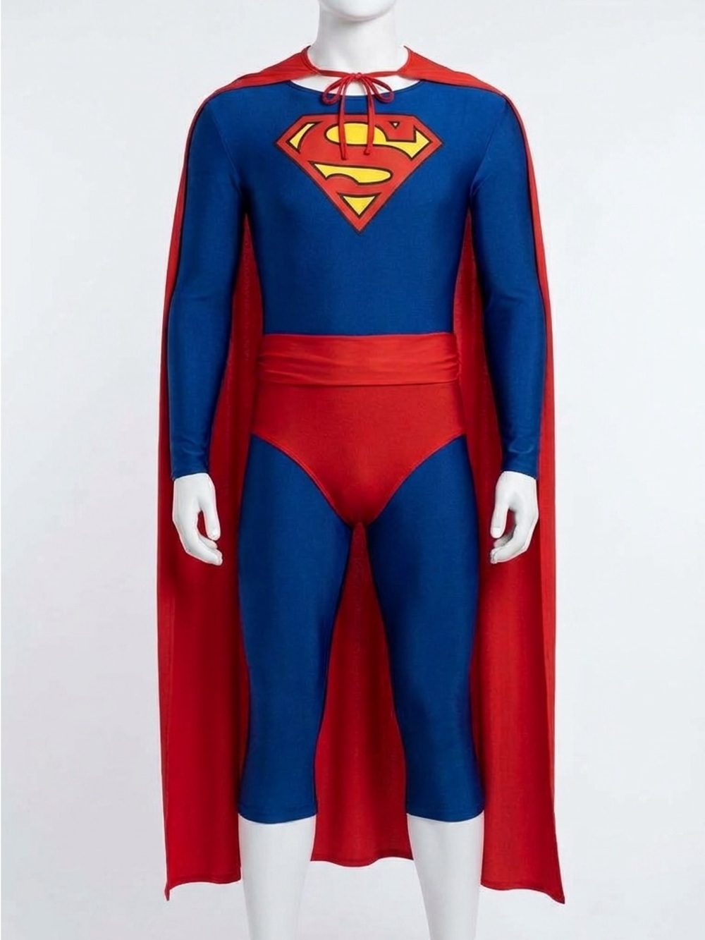 Superman Blue & Red Superhero Bodysuit with Cape & belt- Men
